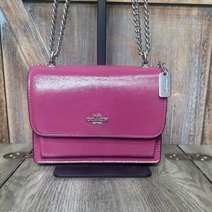 Coach Mini Klare Crinkled Pink Magenta Crossbody with Silver Chain NWT